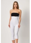 BEYAZ MI Emay 2868 Fermuarlı Kapri Tayt Lazer Korse