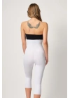BEYAZ MI Emay 2868 Fermuarlı Kapri Tayt Lazer Korse