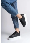 BIANA Bağcıklı Ortopedik Taban Kadın Sneaker Spor Ayakkabı  CBT - Siyah