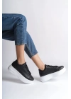 BIANA Bağcıklı Ortopedik Taban Kadın Sneaker Spor Ayakkabı  CBT - Siyah