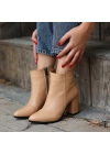 Biya Krem Cilt Topuklu Kadın Bot