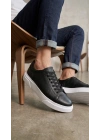 BLF-010 Erkek Sneaker Günlük Casual Spor Ayakkabı Siyah Beyaz Taban
