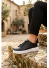 BLF-010 Erkek Sneaker Günlük Casual Spor Ayakkabı Siyah Beyaz Taban