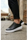 BLF-010 Erkek Sneaker Günlük Casual Spor Ayakkabı Siyah Beyaz Taban