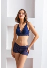BRALET SÜTYEN BOXER TAKIM LACİVERT (MGP31813)