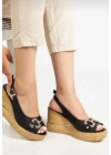 Caver Siyah Cilt Dolgu Topuk Sandalet