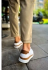 CH979 - Santoni GBT Spor Erkek Ayakkabı BEYAZ/TABA