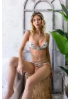 ÇİÇEKLİ BRALET SÜTYEN VE SLİP KÜLOT TAKIM EKRU (32056)