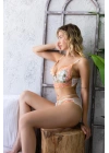 ÇİÇEKLİ BRALET SÜTYEN VE SLİP KÜLOT TAKIM EKRU (32056)