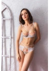 ÇİÇEKLİ TRANSPARAN STRAPLEZ SÜTYEN  VE STRİNG TAKIM EKRU (MGP32052)