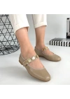Copte Bej Cilt Ayakkabı Kadın Babet