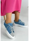 Enber Mavi Kot Bağcıklı Kadın Spor Ayakkabı