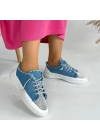 Enber Mavi Kot Bağcıklı Kadın Spor Ayakkabı