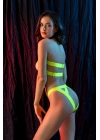 FANTEZİ LASTİK ŞERİT SÜTYEN KÜLOT TAKIM NEON SARI (MGP6641)