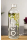 H2o Borosilikat Cam Matara Vakum Kapaklı Su Şişesi Suluk Beyaz 1000 ML