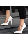 Hillar Beyaz Cilt Ayakkabı Kadın Stiletto