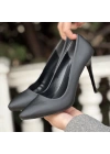 Hillar Siyah Saten Ayakkabı Kadın Stiletto