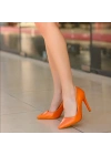 Hillar Turuncu Cilt Ayakkabı Kadın Stiletto