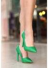 Hillar Yeşil Cilt Ayakkabı Kadın Stiletto