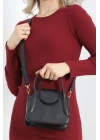İncim Siyah Minimalist Kapaklı Kadın Tek Gözlü Mini El & Omuz Çantası Armine 3019