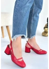 Jecci Kırmızı Cilt Kadın Topuklu Ayakkabı