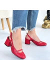 Jecci Kırmızı Cilt Kadın Topuklu Ayakkabı