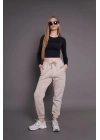 Jogger 3 İplik Şardonlu Cepli Tek Alt Siyah Siyah Sütlü Kahve