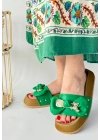 Jude Yeşil Cilt Ayıcıklı Kadın Terlik