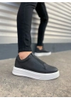 JY007 Alba Bağcıksız Cilt Erkek Günlük Sneaker Ayakkabı CBT Siyah