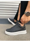 JY007 Alba Bağcıksız Cilt Erkek Günlük Sneaker Ayakkabı CBT Siyah