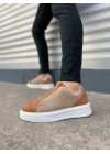 JY007 Alba Bağcıksız Süet Erkek Günlük Sneaker Ayakkabı SBT Taba/Vizon