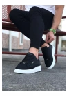 JY01 Bront Bağcıklı Cilt Erkek Günlük Sneaker Ayakkabı CBT Siyah