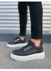 JY010 Cloud Bağcıklı Cilt Erkek Günlük Sneaker Ayakkabı CBT - Siyah