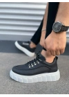 JY010 Cloud Bağcıklı Cilt Erkek Günlük Sneaker Ayakkabı CBT - Siyah