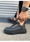JY010 Cloud Bağcıklı Cilt Erkek Günlük Sneaker Ayakkabı CST - Siyah