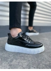 JY010 Cloud Bağcıklı Rugan Erkek Günlük Sneaker Ayakkabı RBT - Siyah