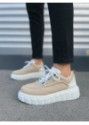 JY010 Cloud Bağcıklı Süet Erkek Günlük Sneaker Ayakkabı SBT - Krem/Beyaz