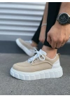 JY010 Cloud Bağcıklı Süet Erkek Günlük Sneaker Ayakkabı SBT - Krem/Beyaz