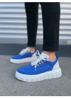 JY010 Cloud Bağcıklı Süet Erkek Günlük Sneaker Ayakkabı SBT - Mavi/Beyaz