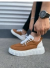 JY010 Cloud Bağcıklı Süet Erkek Günlük Sneaker Ayakkabı SBT - Taba/Beyaz