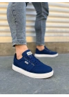 JY0118 REX Bağcıklı Keten Kumaş Erkek Günlük Sneaker Ayakkabı KBT - Lacivert