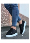 JY026 Astor Erkek Günlük Lastikli Cilt Spor Sneaker Ayakkabı CBT - Siyah