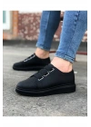 JY026 Astor Erkek Günlük Lastikli Cilt Spor Sneaker Ayakkabı CST - Siyah