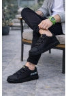 JY029 Mono Bağcıksız 3 Bantlı Lastikli Legend Cilt Erkek Günlük Sneaker Ayakkabı CST - Siyah