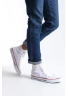 JY0423 AXE Bağcıklı Keten Kumaş Erkek Günlük Sneaker Ayakkabı KBT - Beyaz