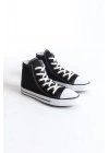 JY0423 AXE Bağcıklı Keten Kumaş Erkek Günlük Sneaker Ayakkabı KBT - Siyah
