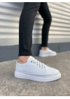 JY0535 Prime Bağcıklı Cilt Erkek Günlük Sneaker Ayakkabı CBT - Beyaz