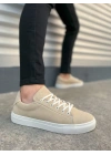 JY122 Mode Bağcıklı Süet Erkek Günlük Sneaker Ayakkabı SBT - Bej