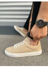 JY122 Mode Bağcıklı Süet Erkek Günlük Sneaker Ayakkabı SBT - Bej