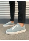 JY122 Mode Bağcıklı Süet Erkek Günlük Sneaker Ayakkabı SBT - Mavi